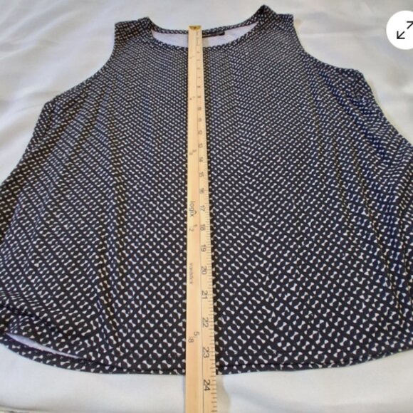 Apt. 9 Womens PXL‎ Sleeveless Tank Top Black White Print Stretchy Round Neck A29 - Picture 5 of 9